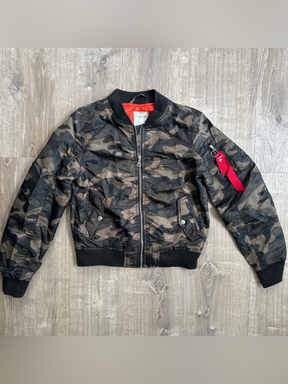 Camo Bomber Jacket with Orange Liner - Women